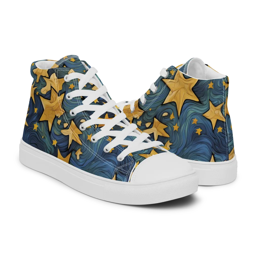 Midnight Starflow on Women's High Top Canvas Shoes — Right