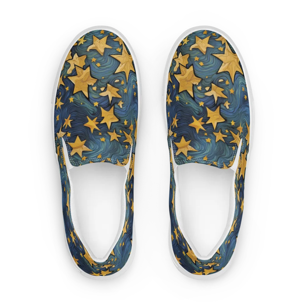 Midnight Starflow on Men's Slip-On Canvas Shoes — Front