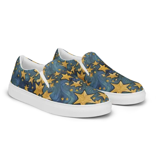 Midnight Starflow on a Men's Slip-On Canvas Shoes