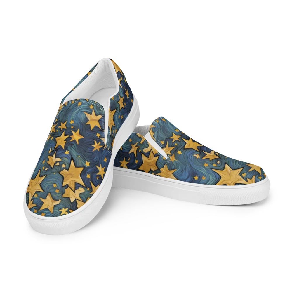Midnight Starflow on Men's Slip-On Canvas Shoes — Left Front