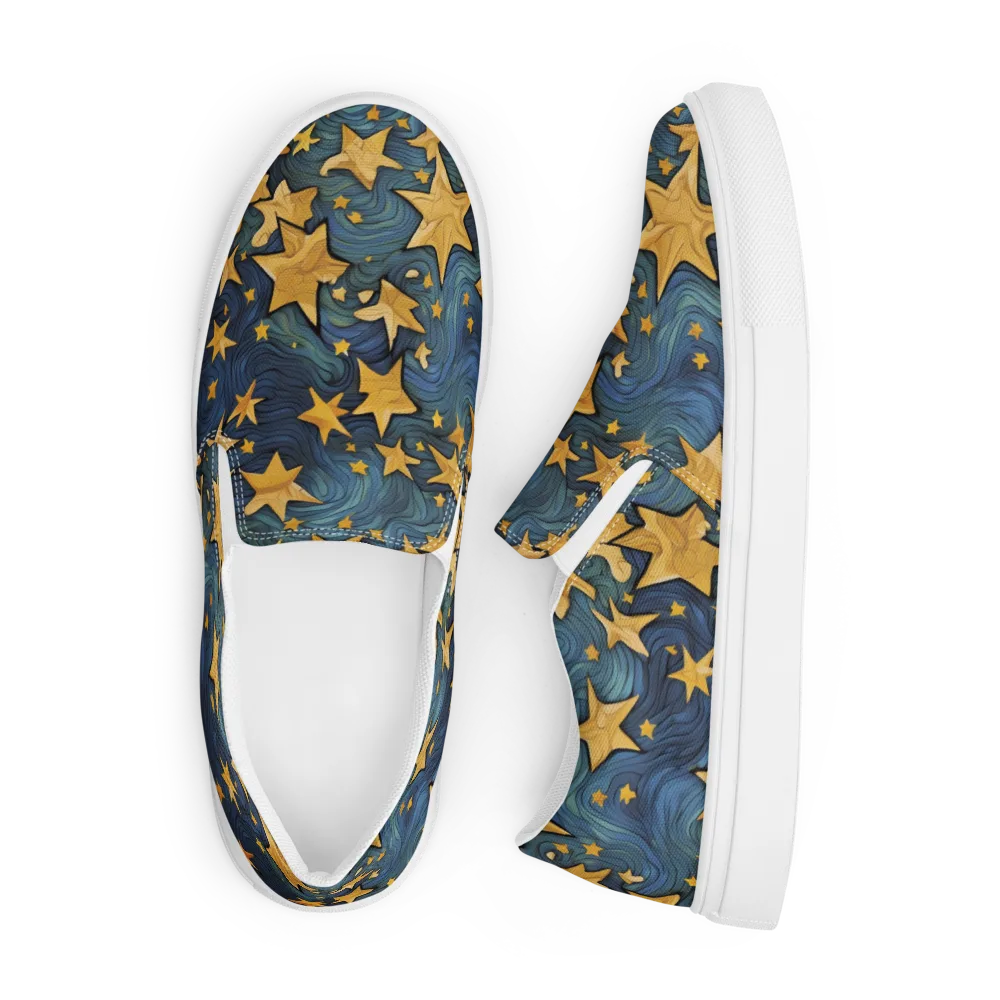 Midnight Starflow on Men's Slip-On Canvas Shoes — Front