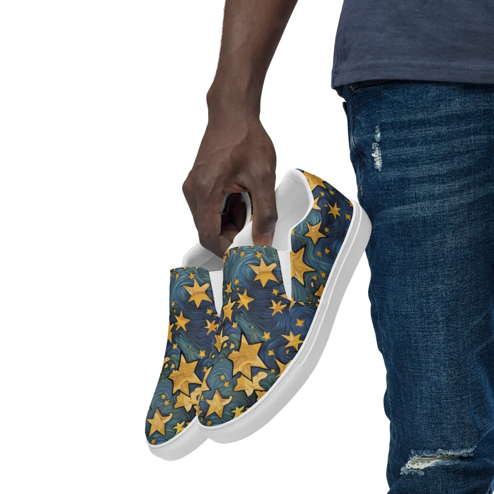 Midnight Starflow on Men's Slip-On Canvas Shoes — Left Front