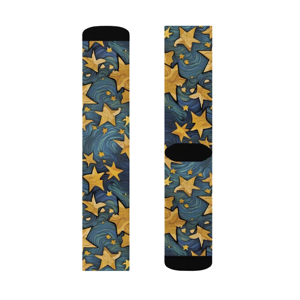 Midnight Starflow on Socks — Left Sock