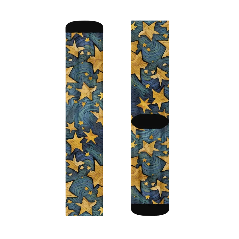 Midnight Starflow on Socks — Right Sock