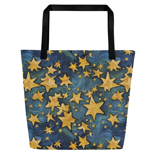 Midnight Starflow on a Large Tote Bag W/ Pocket