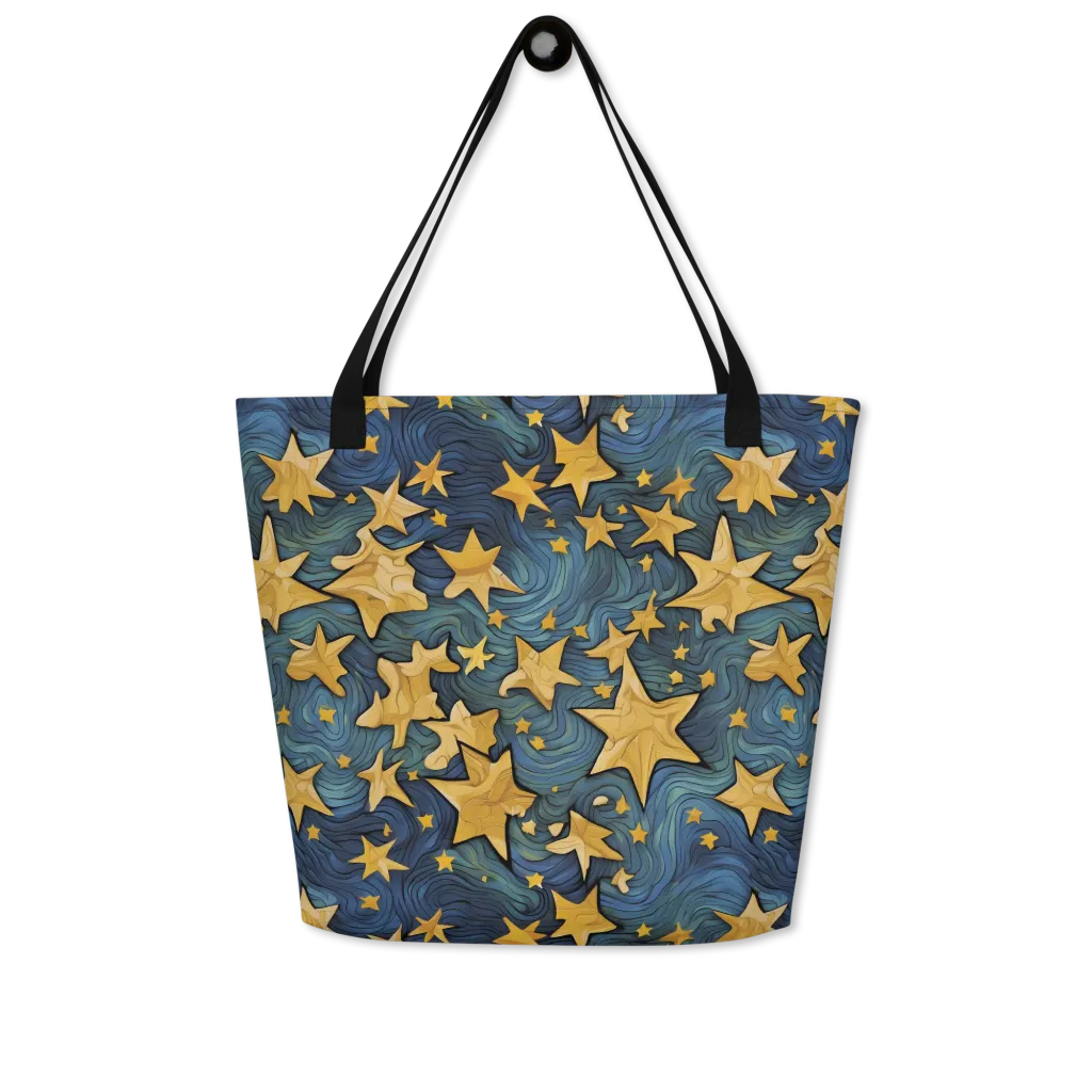 Midnight Starflow on Large Tote Bag W/ Pocket — Front