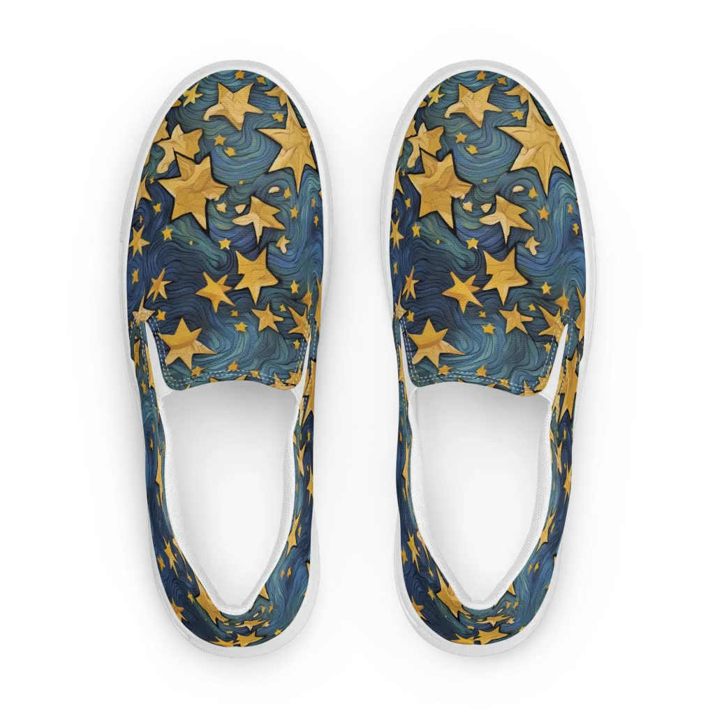 Midnight Starflow on Women's Slip-On Canvas Shoes — Front