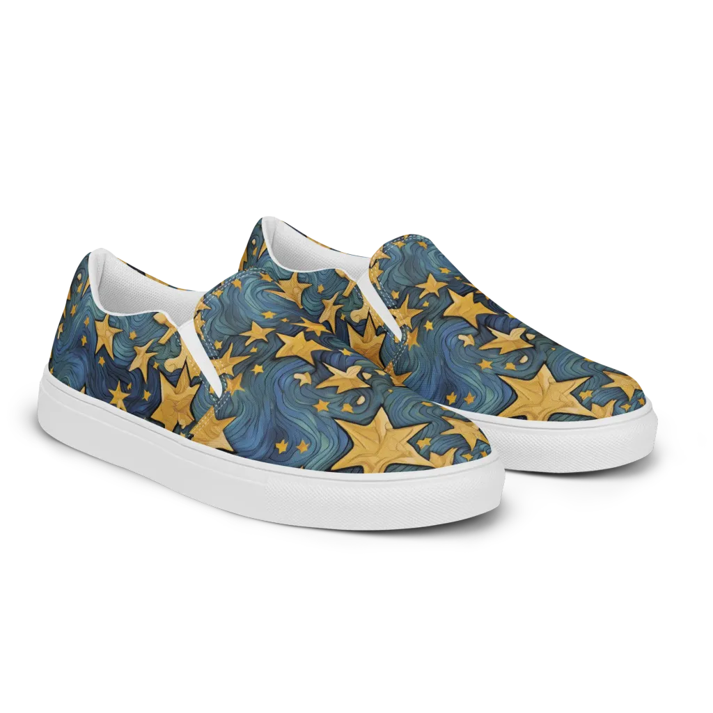 Midnight Starflow on Women's Slip-On Canvas Shoes — Right Front
