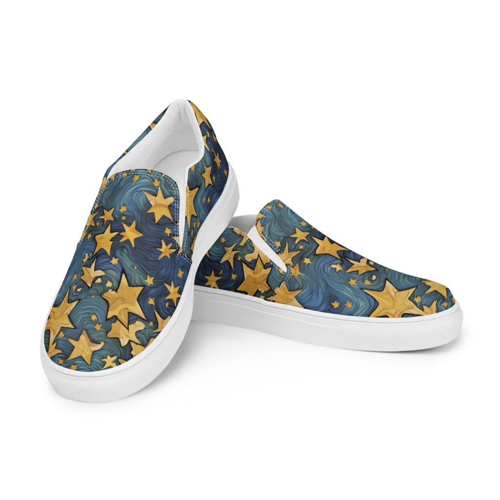 Midnight Starflow on Women's Slip-On Canvas Shoes — Left Front