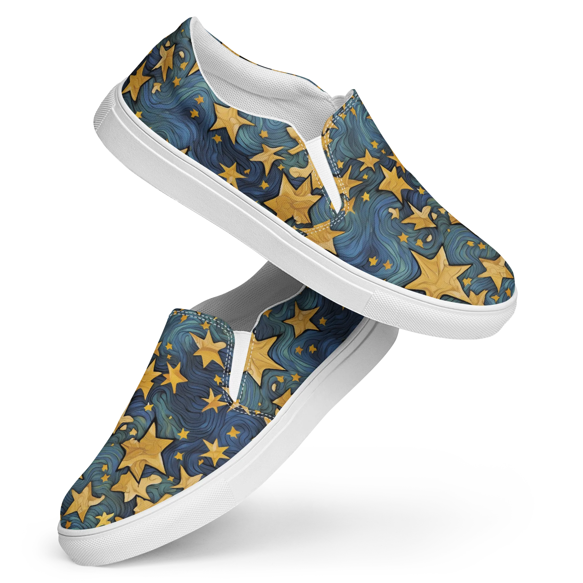 Midnight Starflow on Women's Slip-On Canvas Shoes — Front