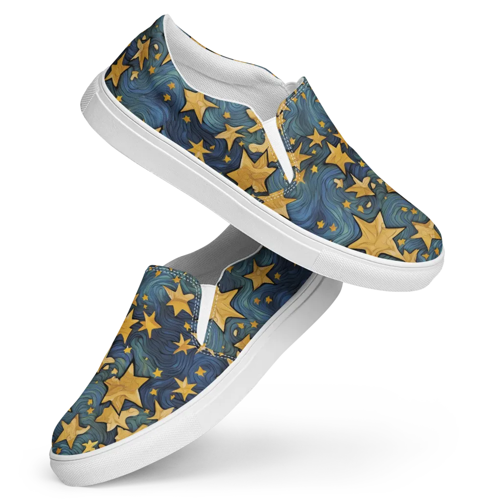 Midnight Starflow on Women's Slip-On Canvas Shoes — Front