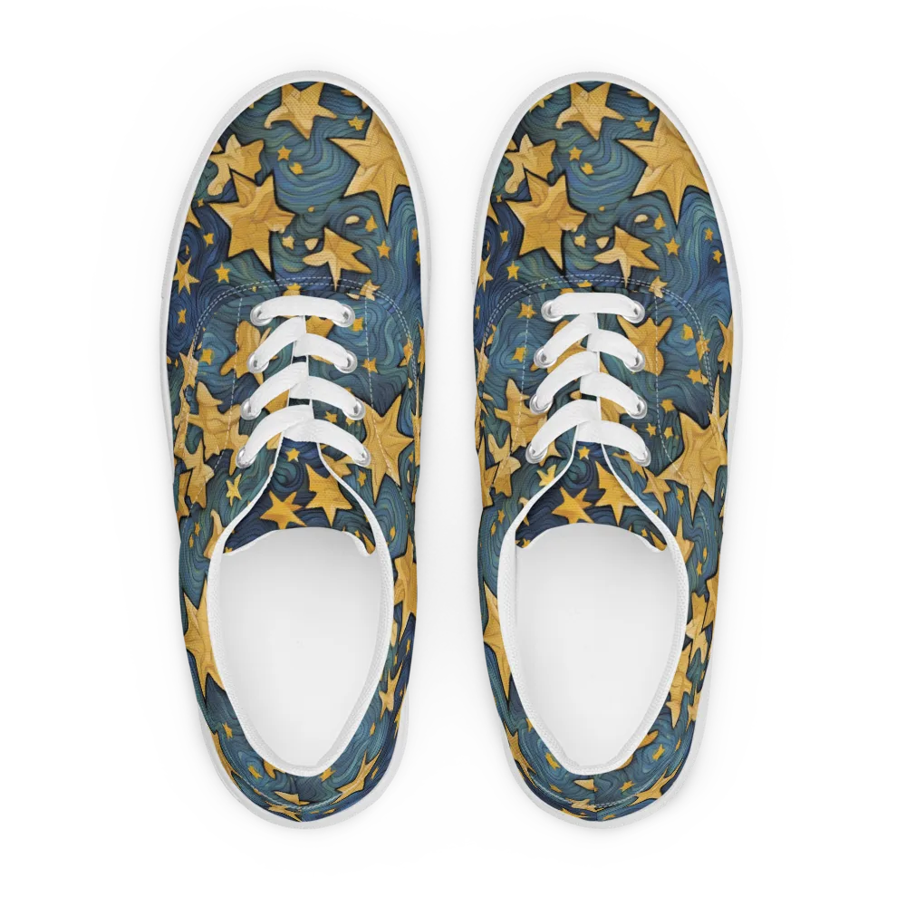 Midnight Starflow on Men's Lace-Up Canvas Shoes — Front