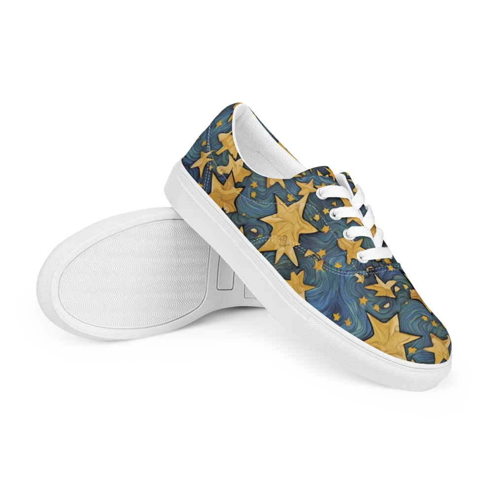 Midnight Starflow on Men's Lace-Up Canvas Shoes — Right Front