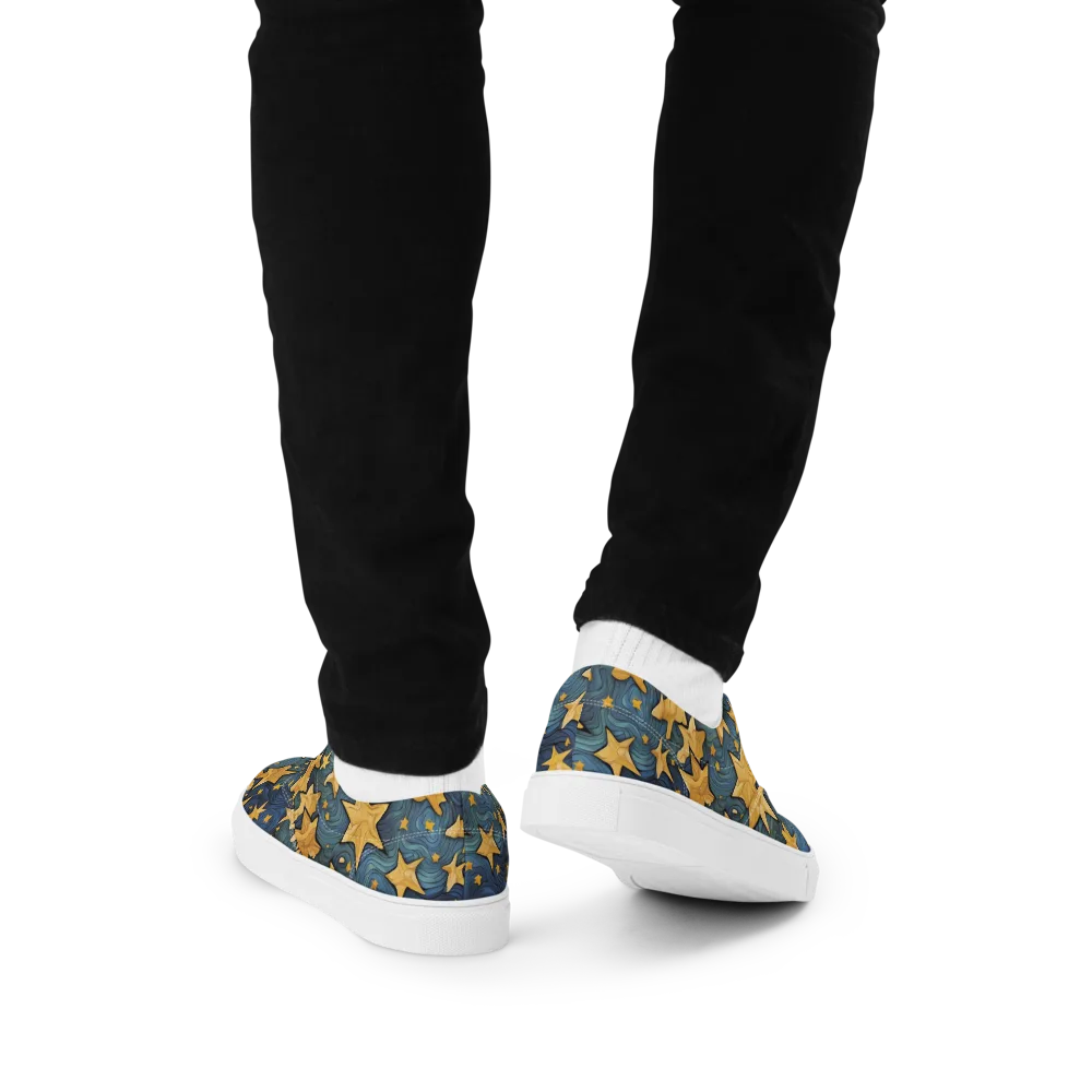 Midnight Starflow on Men's Lace-Up Canvas Shoes — Back