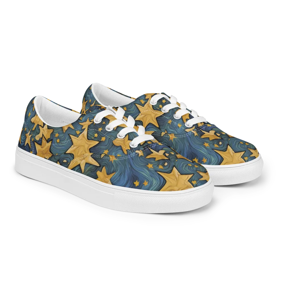 Midnight Starflow on Men's Lace-Up Canvas Shoes — Right Front