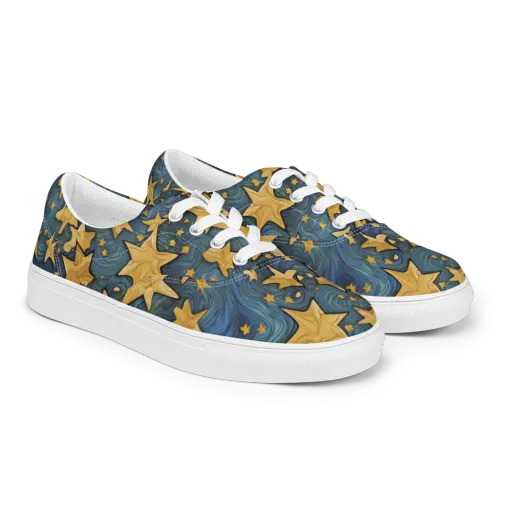 Midnight Starflow on a Men's Lace-Up Canvas Shoes