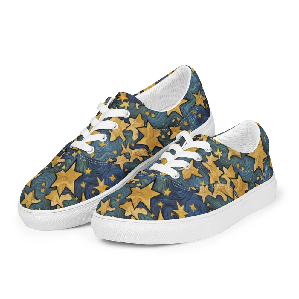 Midnight Starflow on Men's Lace-Up Canvas Shoes — Left Front
