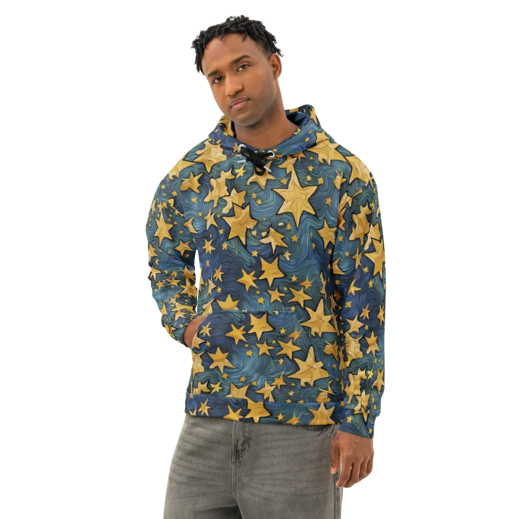 Midnight Starflow on Cotton Hoodie — Left Front