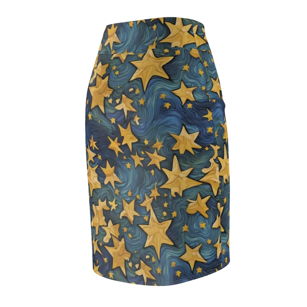 Midnight Starflow on Pencil Skirt — Back Side