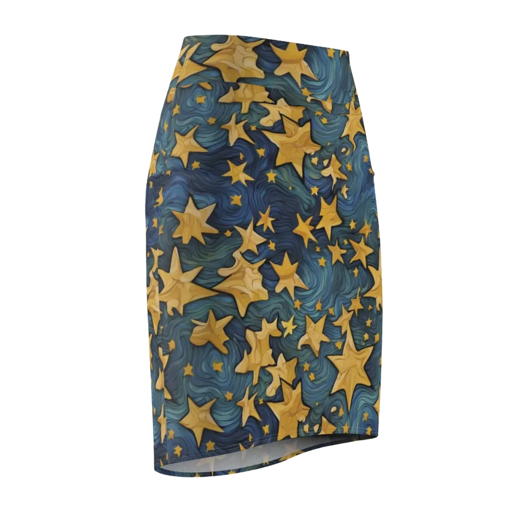 Midnight Starflow on Pencil Skirt — Front Side