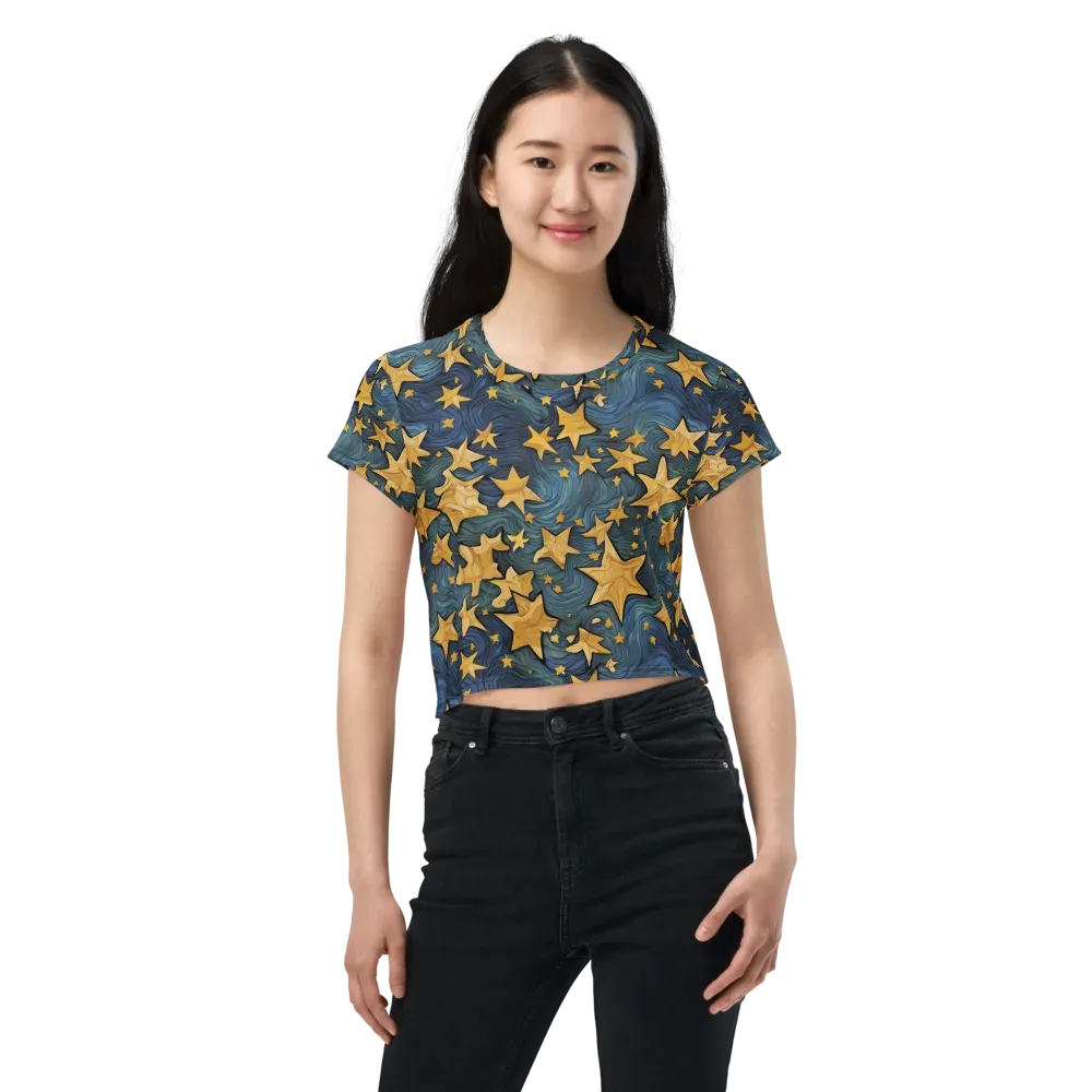 Midnight Starflow on Crop Tee — Front