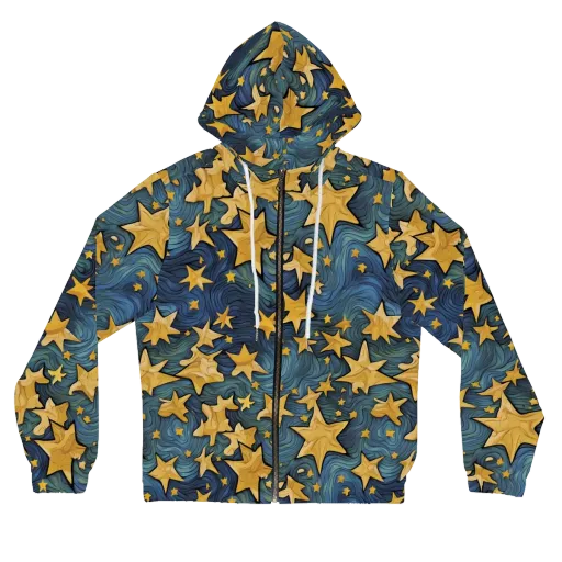 Midnight Starflow on a Women's Full-Zip Hoodie