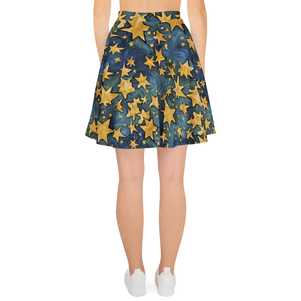 Midnight Starflow on Skater Skirt — Back