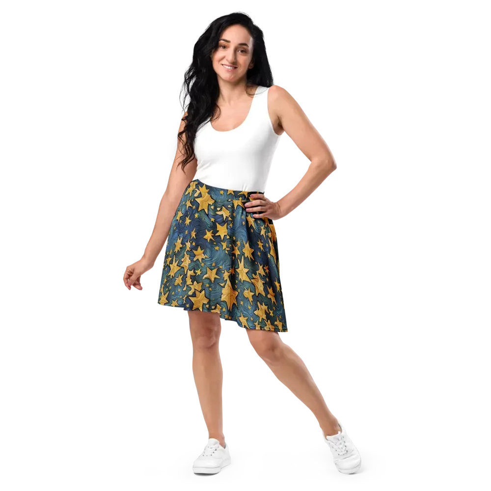 Midnight Starflow on Skater Skirt — Front