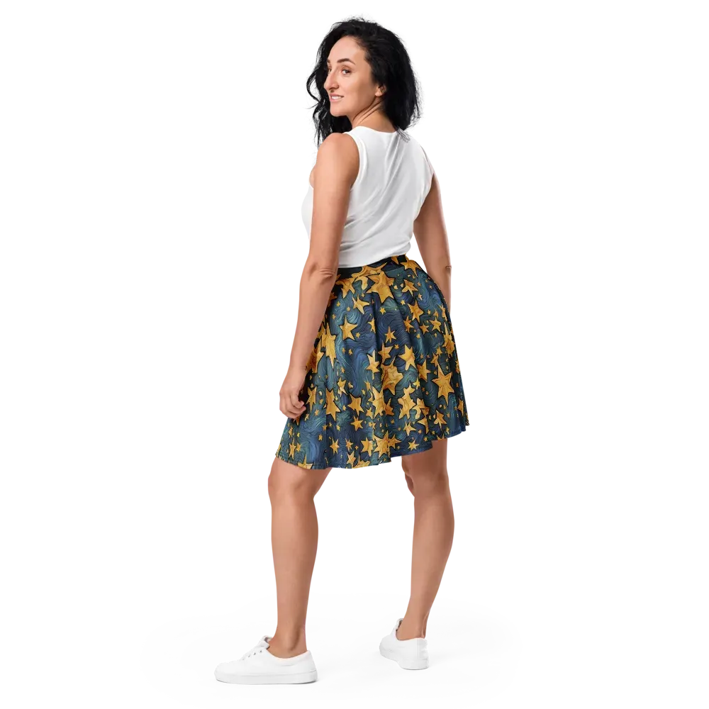 Midnight Starflow on Skater Skirt — Back