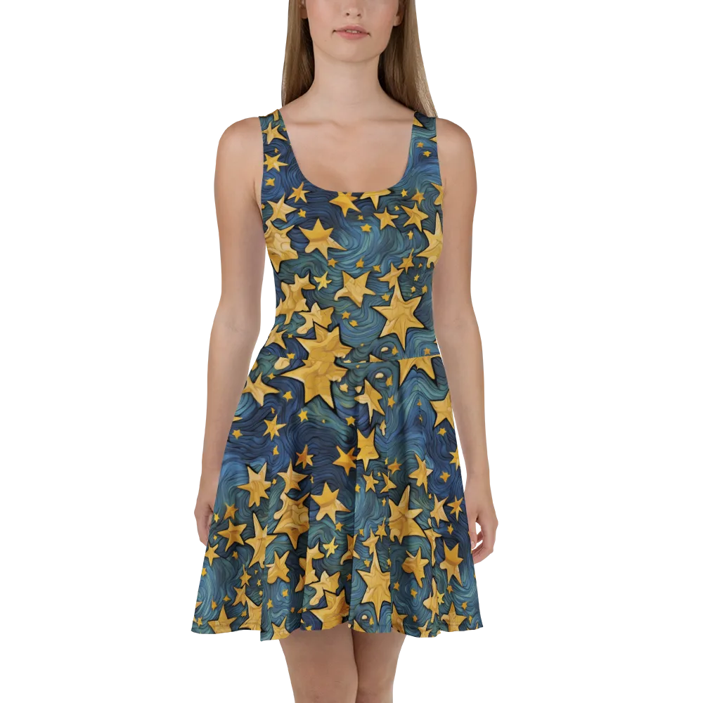 Midnight Starflow on Skater Dress — Front