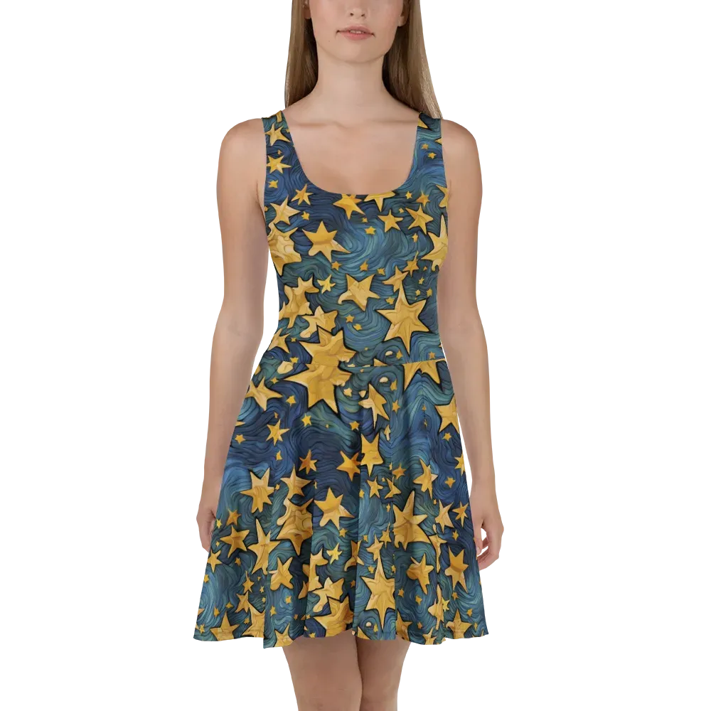 Midnight Starflow on Skater Dress — Front