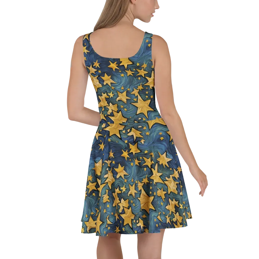 Midnight Starflow on Skater Dress — Back