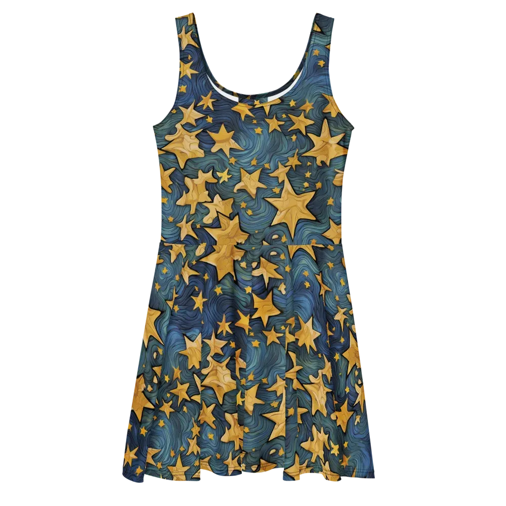 Midnight Starflow on Skater Dress — Front