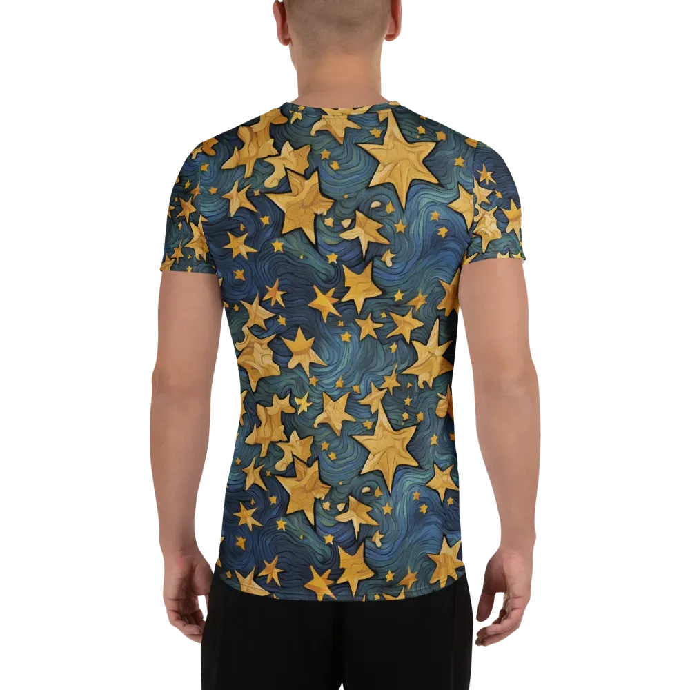 Midnight Starflow on Men's Athletic T-Shirt — Back