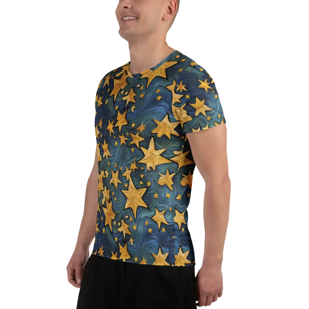 Midnight Starflow on Men's Athletic T-Shirt — Left