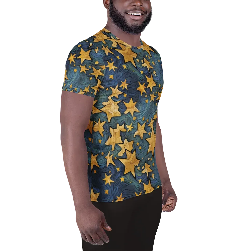 Midnight Starflow on Men's Athletic T-Shirt — Right