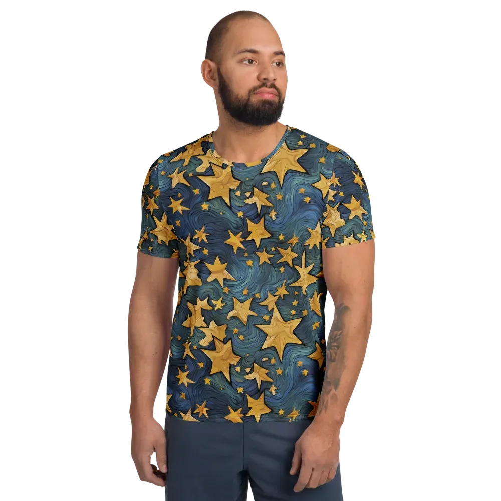 Midnight Starflow on Men's Athletic T-Shirt — Front