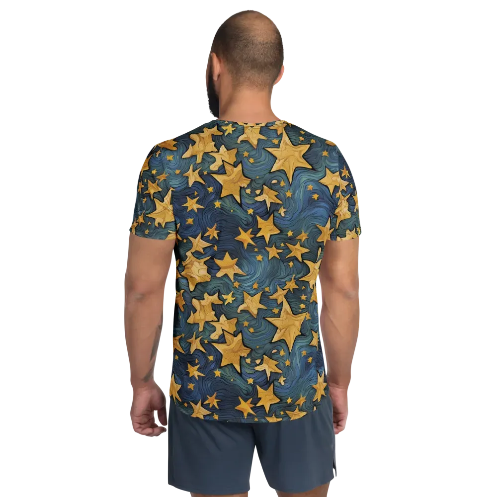 Midnight Starflow on Men's Athletic T-Shirt — Back