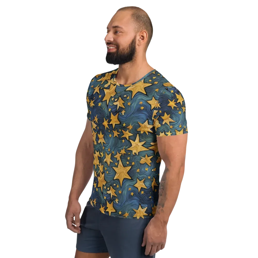 Midnight Starflow on Men's Athletic T-Shirt — Left
