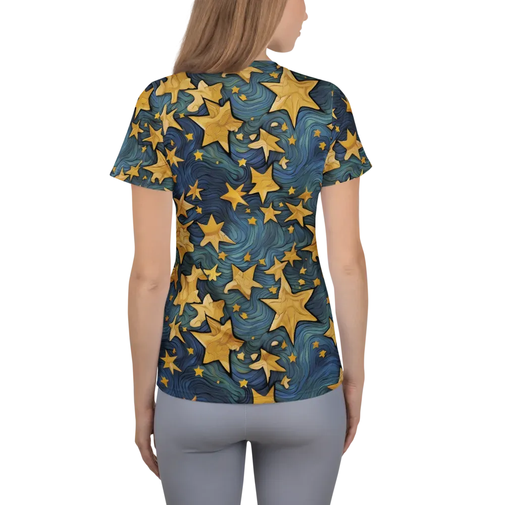 Midnight Starflow on Women's Athletic T-Shirt — Back