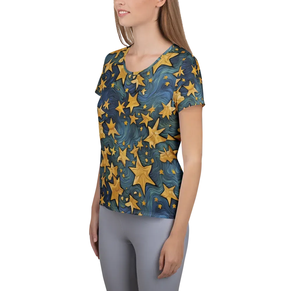 Midnight Starflow on Women's Athletic T-Shirt — Left