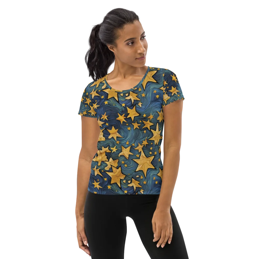Midnight Starflow on Women's Athletic T-Shirt — Front