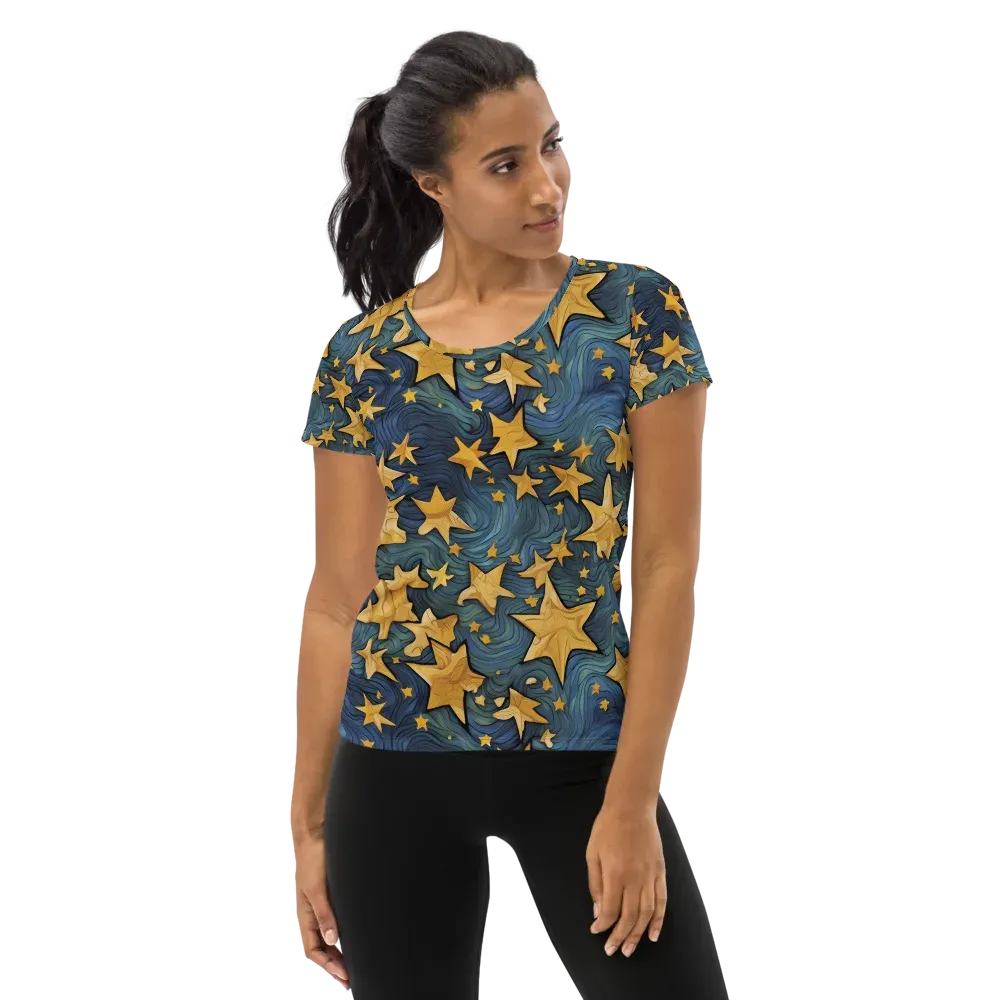 Midnight Starflow on Women's Athletic T-Shirt — Front