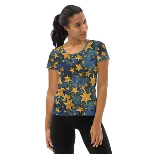 Midnight Starflow on a Women's Athletic T-Shirt