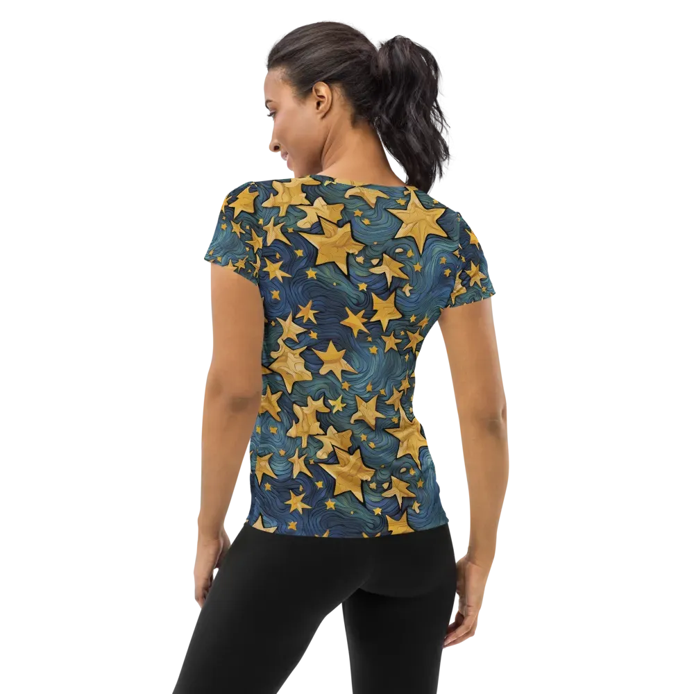 Midnight Starflow on Women's Athletic T-Shirt — Back