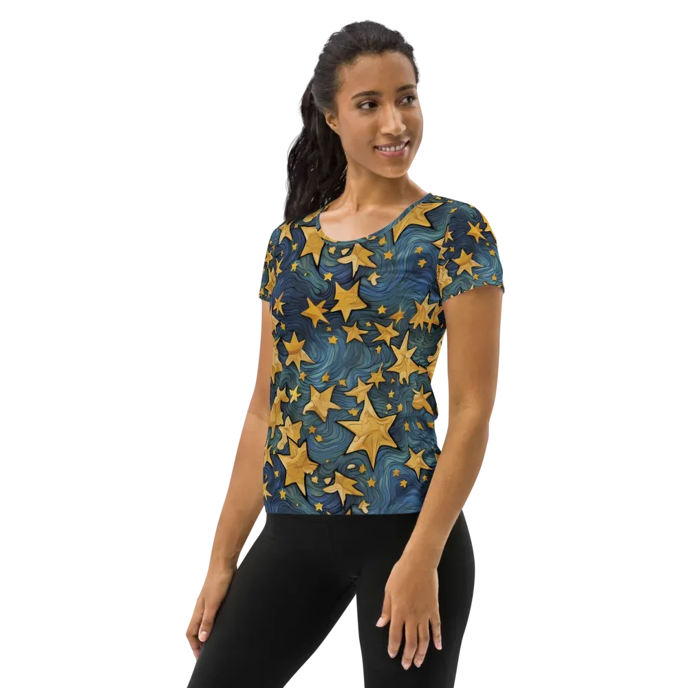 Midnight Starflow on Women's Athletic T-Shirt — Left