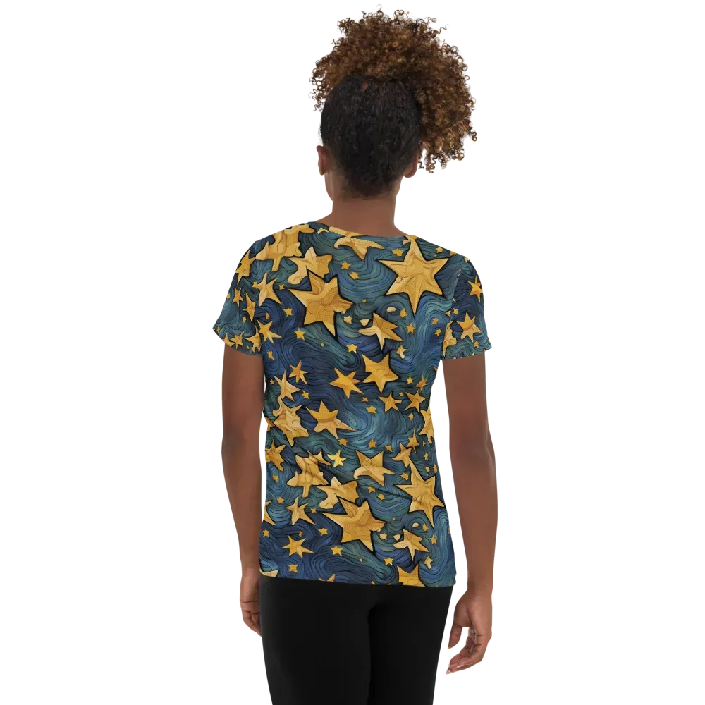Midnight Starflow on Women's Athletic T-Shirt — Back