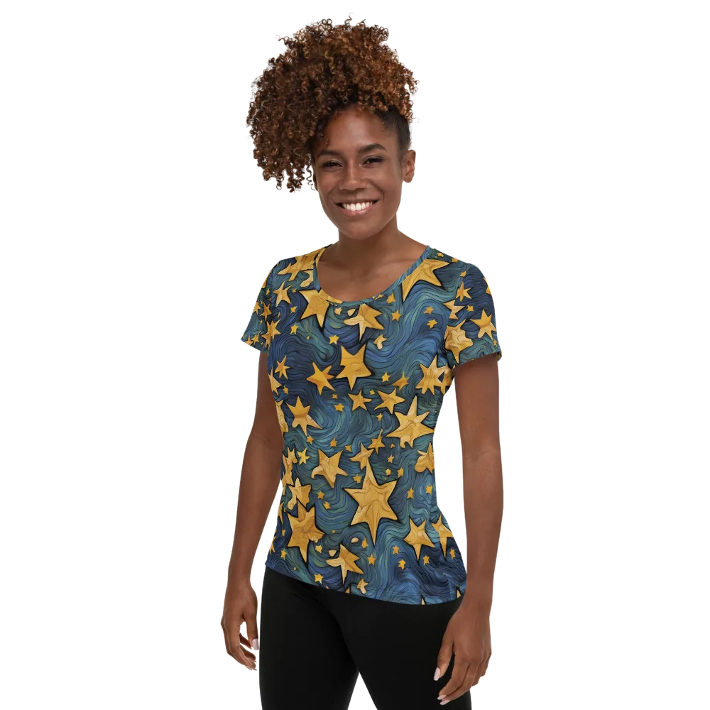Midnight Starflow on Women's Athletic T-Shirt — Left