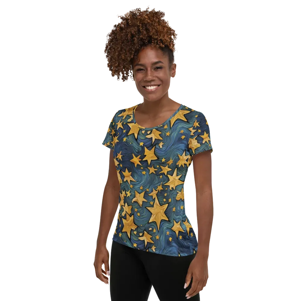 Midnight Starflow on Women's Athletic T-Shirt — Left