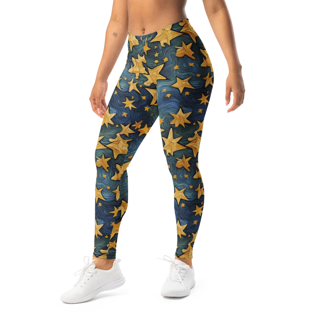Midnight Starflow on Leggings — Left Front